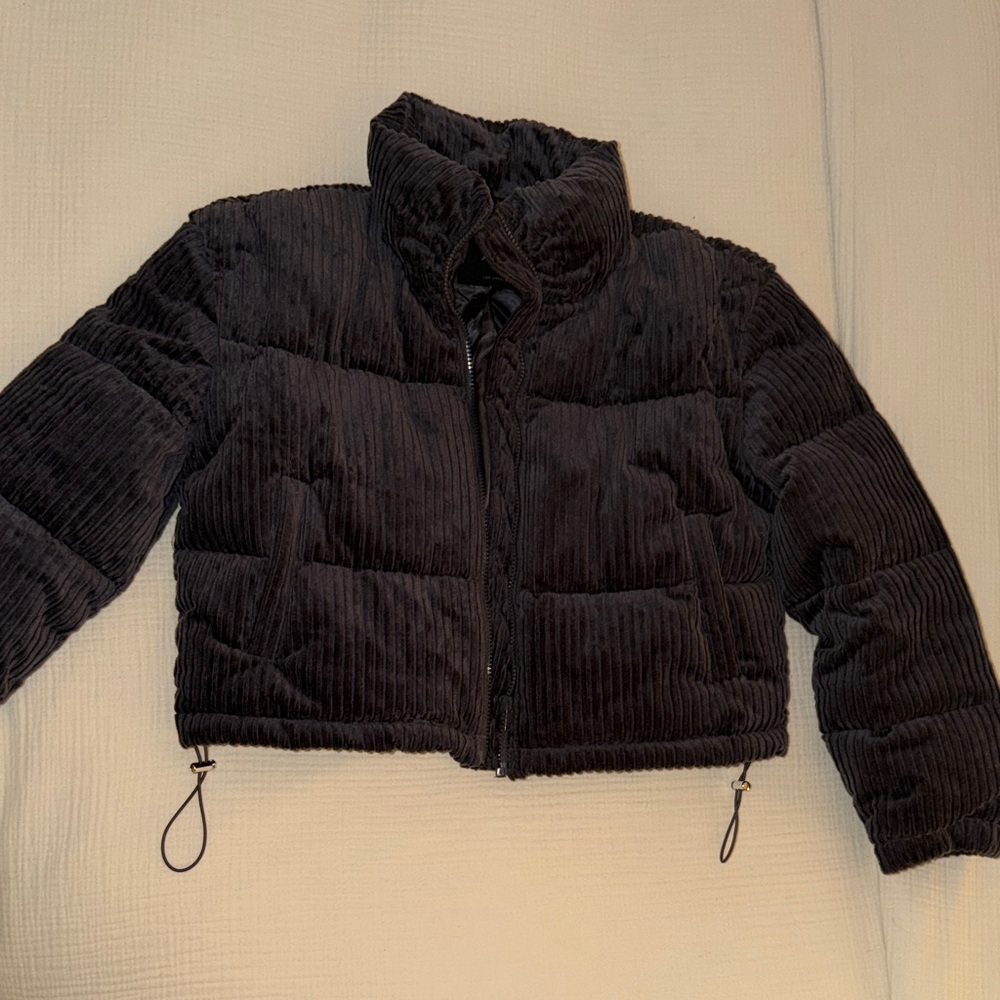 7 For All Mankind Black Corduroy Puffer Jacket